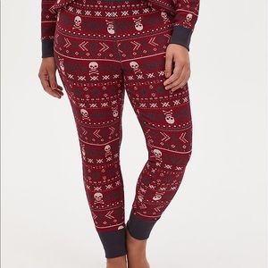 torrid size 2 Dark Red Skull Fair Isle Thermal Sleep Legging